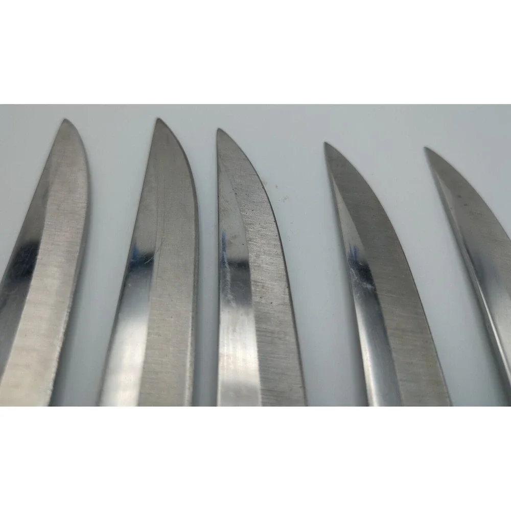 Vtg 5 Regent Swords Lightning Japan SS Steak Knives Full‎ Tang Wood Handle READ